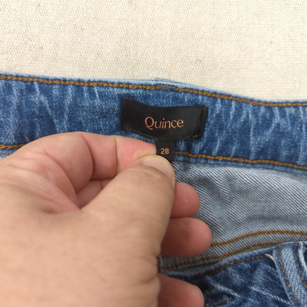 Quince Jeans Womens 28 Blue Stretch High Rise Bella Relaxed Straight - Picture 9 of 16